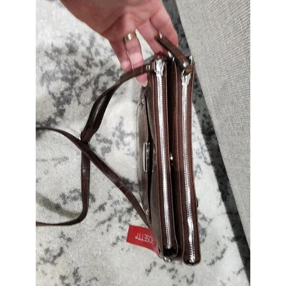 NEW Rosetti Maeve Crossbody Brown Mud Croco Hand Bag Zipper Pockets Chain Strap - Picture 9 of 9